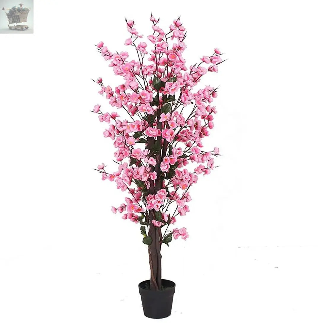 Artificial Blossom Tree Pink/White 120cm 4ft Realistic Faux House Plant Fully Potted Royalcart