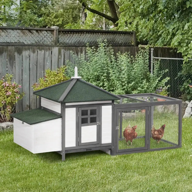 Wood Chicken Coop Pet Poultry Hen House Backyard with Nesting Box Ramp Run Royalcart