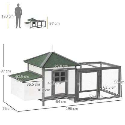 Wood Chicken Coop Pet Poultry Hen House Backyard with Nesting Box Ramp Run Royalcart