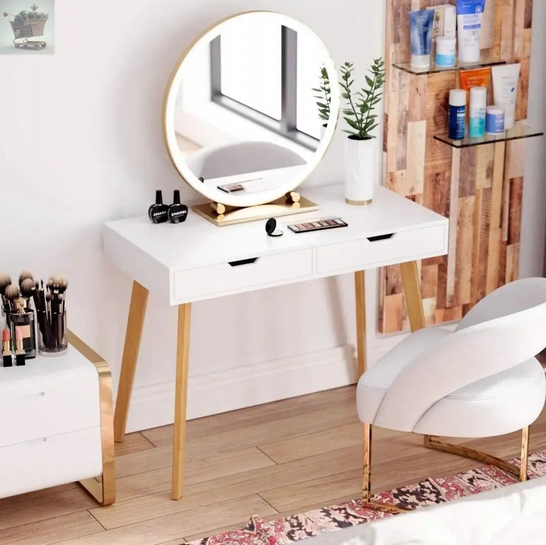 Wooden Computer Desk Dressing Table Home Office Study Bedroom With Drawers White - Royalcart