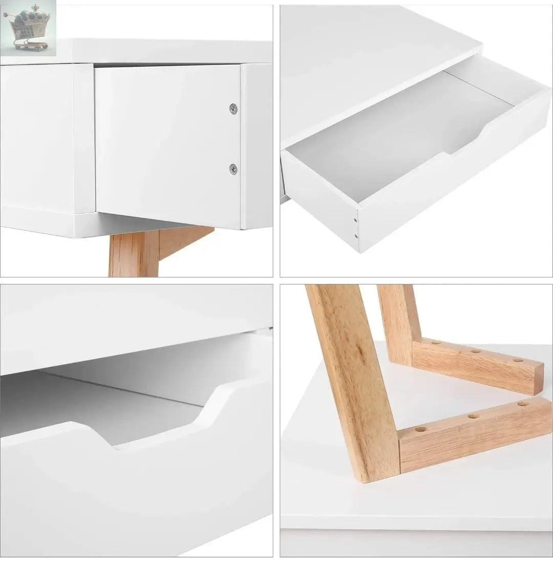 Wooden Computer Desk Dressing Table Home Office Study Bedroom With Drawers White Royalcart