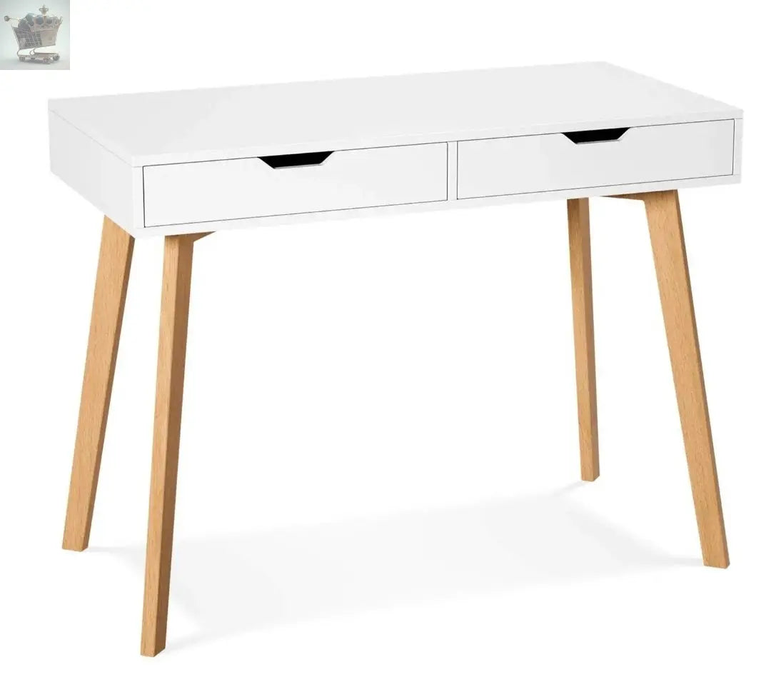 Wooden Computer Desk Dressing Table Home Office Study Bedroom With Drawers White Royalcart