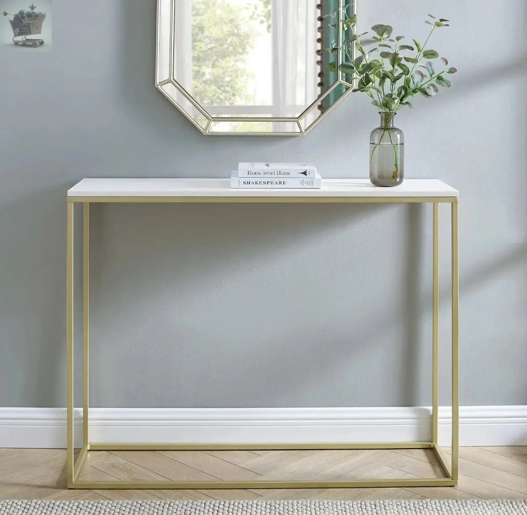 Wooden Free Standing Hallway Console Table Living Room Shelf Display Metal Legs Royalcart