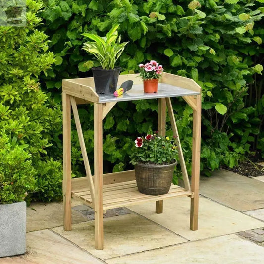 Wooden Potting Table Garden Bench Greenhouse Staging Shelf Decking Work Station Royalcart