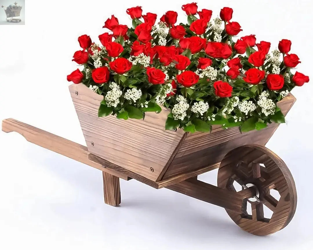 Wooden Wheel Barrow Planter Royalcart