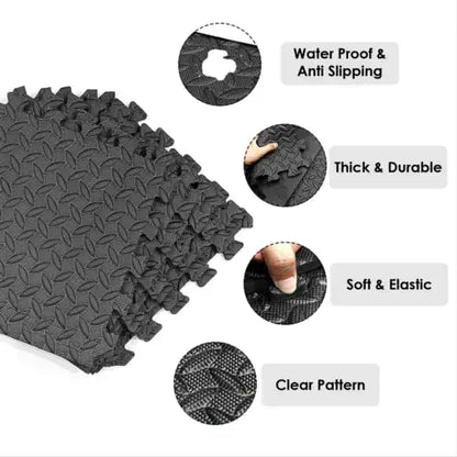 Yoga Tiles Mat Gym Thick Flooring Interlocking Floor Mats Soft Foam 60x60cm Royalcart