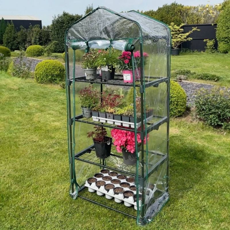 4 Tier Mini Grow House Outdoor Garden With Clear PVC Cover High Plant Greenhouse Royalcart