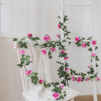 2.5m Artificial Flower Silk Rose Leaf Garland Vine Ivy Home Wedding Garden