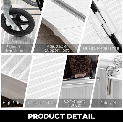 Folding Aluminum Wheelchair Ramp Portable Assist Suitcase Access Aid Disabled 6ft