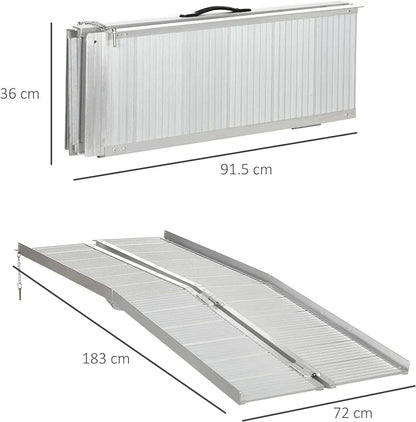 Folding Aluminum Wheelchair Ramp Portable Assist Suitcase Access Aid Disabled 6ft