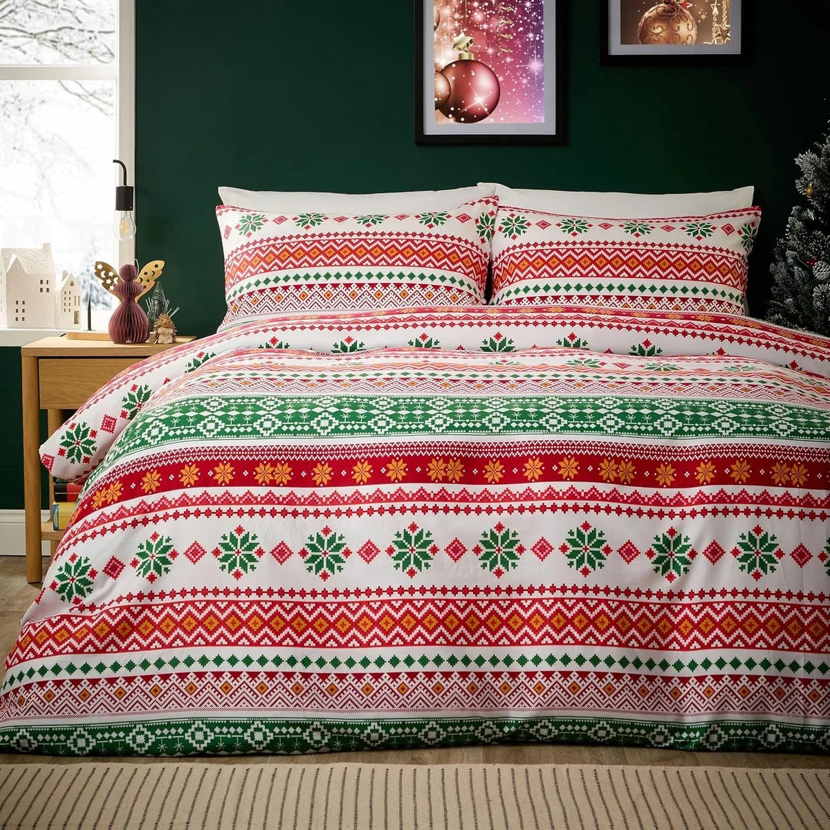 CHRISTMAS DUVET COVER SET Reversible Quilt XMAS Bedding Set