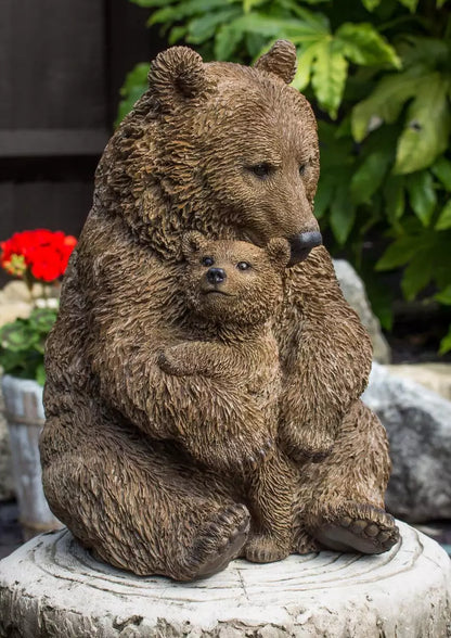 Mother & Baby Brown Bear | Highly Detailed Frost Resistant Resin Home or Garden Decoration