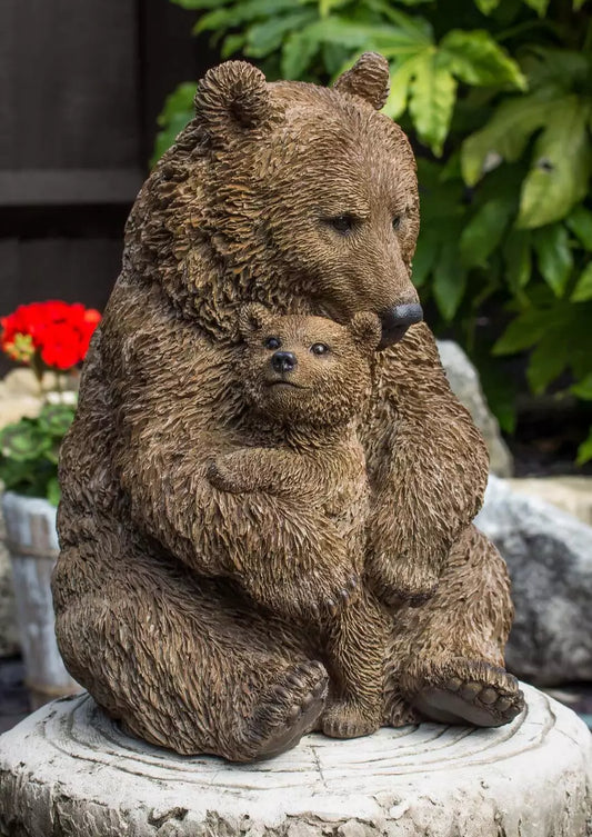 Mother & Baby Brown Bear | Highly Detailed Frost Resistant Resin Home or Garden Decoration
