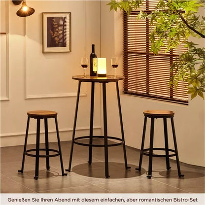 Industrial Bar Table Set 3 Piece Dining Table Set Rustic Bar Table and Bar Stool