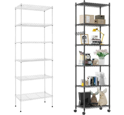 6 Tier Metal Storage Rack Shelving Wire Shelf Kitchen Office Unit Stand