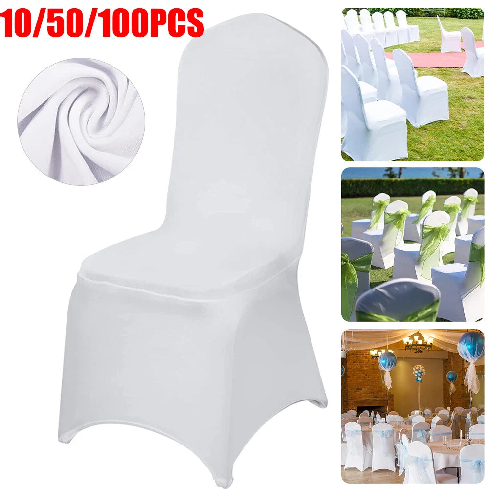 10/50/100x Chair Covers Dining Spandex Slip Seat Cover Wedding Flat Anniversary