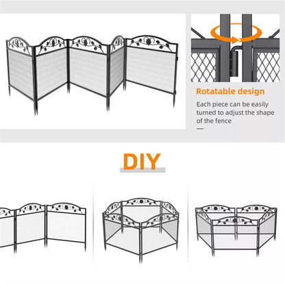 5Pcs Garden Fencing Panels Strong Metal Flower Bed Border Edging Animal Barrier