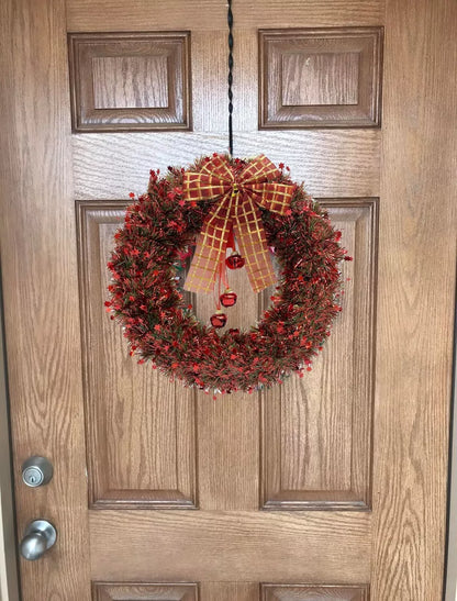 42cm Large Christmas Tinsel Wreath Gold 'Red and silver, Wall Window Door Hanging Decoration
