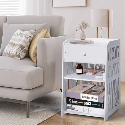Bedside Table White Drawer Cabinet Small Side End Table Nightstand Storage Shelf