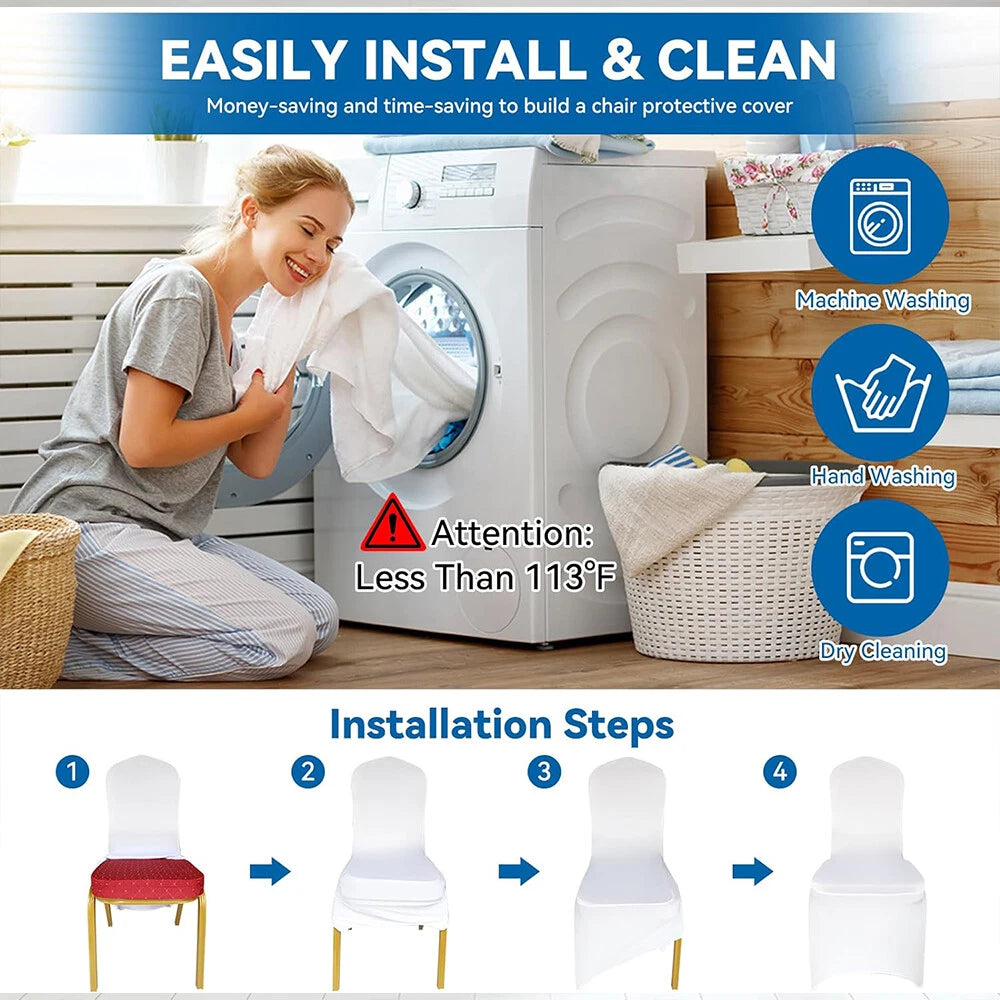 10/50/100x Chair Covers Dining Spandex Slip Seat Cover Wedding Flat Anniversary