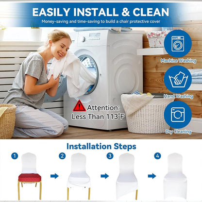 10/50/100x Chair Covers Dining Spandex Slip Seat Cover Wedding Flat Anniversary