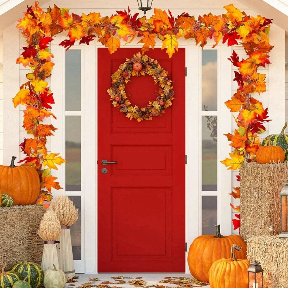 175cm Artificial Autumn Fall Maple Leaves Garland Hanging Plant Home Party Decor