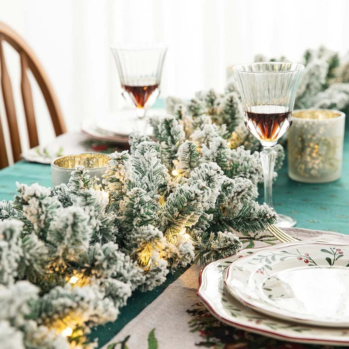 Christmas Garland 9ft Deluxe Super Thick Pre-lit with led light