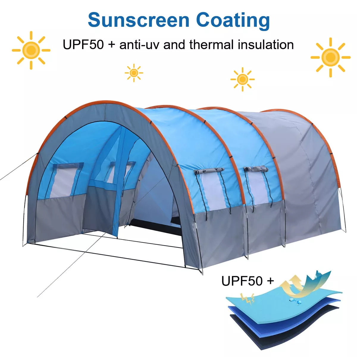 Large Tunnel Tent 8-10 Person Huge Family Tent House for Outdoor Camping Party
