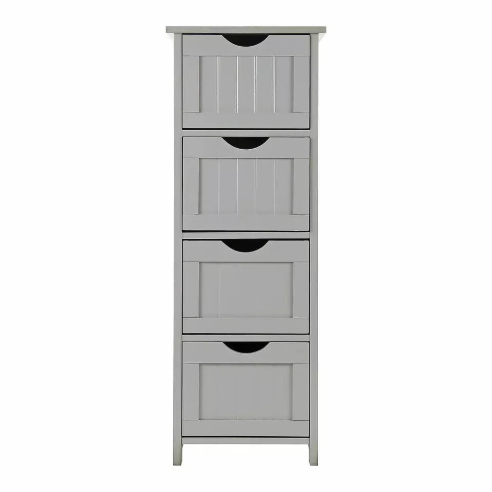 Bathroom Wood Cabinet Storage 4 Drawers Free Standing Cupboard Unit
