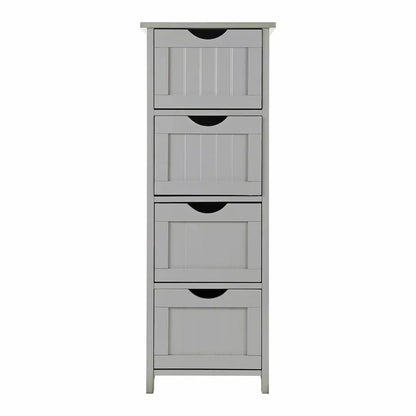 Bathroom Wood Cabinet Storage 4 Drawers Free Standing Cupboard Unit