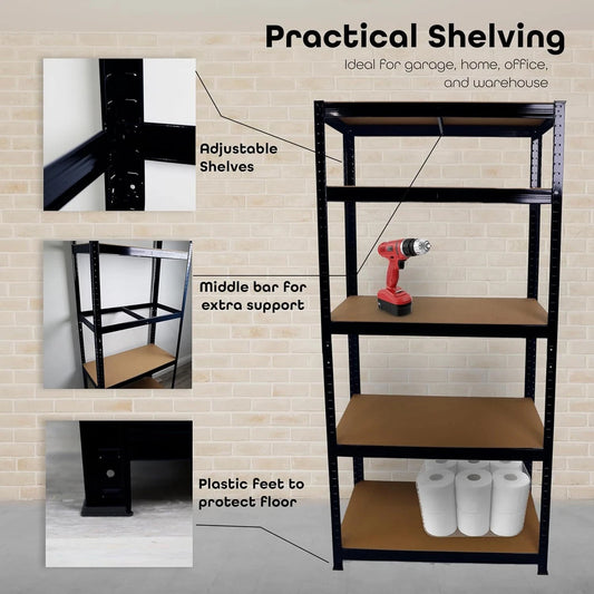 Garage Shelving Unit 5 Tier Storage Shelves Free Standing Boltless Rack For Home