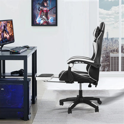 Gaming Chair Massage Computer Chair with Footrest and Lumbar Swivel PC Chairs