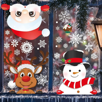 385 Pcs Christmas Window Stickers 10 Sheets Double-Sides Xmas Window Decorations