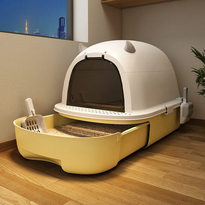 XL Large Cat Litter Box Self Cleaning Pan Drawer Anti-Splashing Cat Potty Tray