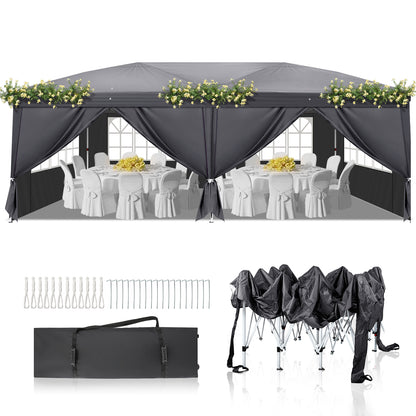 3x6M Pop up blue Gazebo Heavy Duty Large Canopy Tent w/ 6 Sidewalls & Carrying Bag