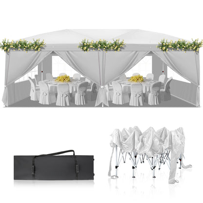3x6M Pop up blue Gazebo Heavy Duty Large Canopy Tent w/ 6 Sidewalls & Carrying Bag