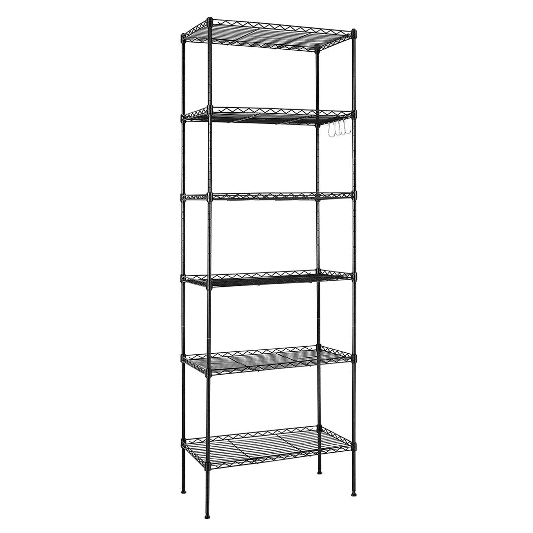 6 Tier Metal Storage Rack Shelving Wire Shelf Kitchen Office Unit Stand