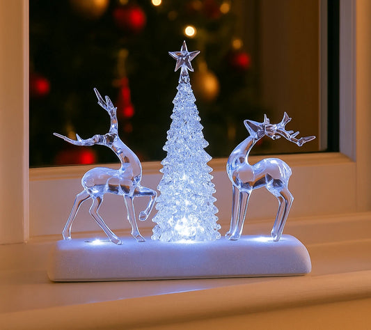 Christmas LED Reindeer Ornament Light Up Decoration Home Decor Musical Stag 24cm