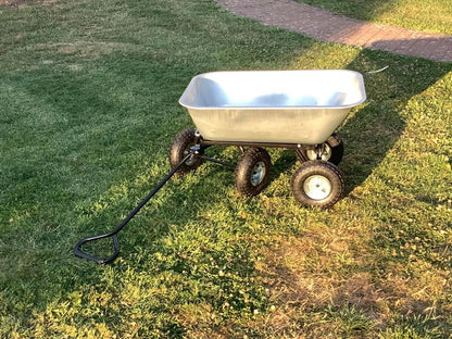 Garden trolley 4 wheel tipping dump wheelbarrow cart padded handle 80 litre