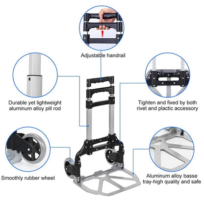 100kg Hand Truck Heavy Duty Aluminium Folding Sack Truck Industrial Trolley UK