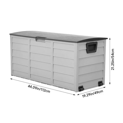 LARGE PLASTIC GARDEN STORAGE BOX OUTDOOR WATERPROOF DECK CONTAINER CHEST SHED