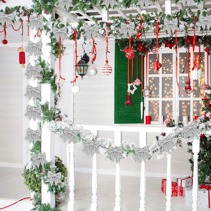 10Pcs Glitter Bows Christmas Tree Big Bowknot Ornaments Xmas Party Present Gifts