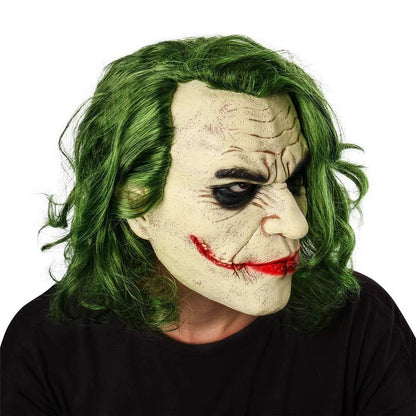 Halloween Costume Props Party Cosplay Scary Joker Full Head Latex Mask with Wig