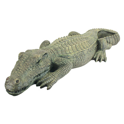 Swamp Beast Lawn Alligator Crocodile Garden Sculpture, 94 cm, Polyresin, Full Color, Beige