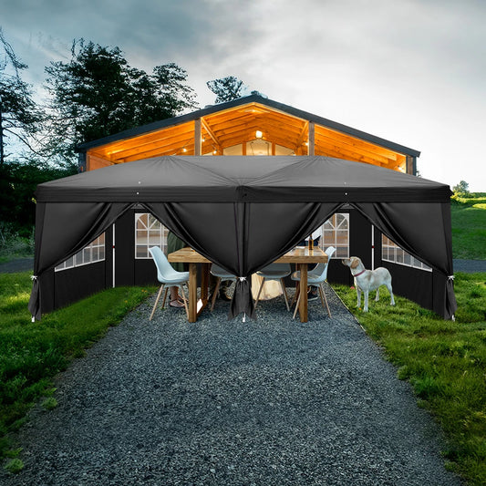 3x6M Pop up blue Gazebo Heavy Duty Large Canopy Tent w/ 6 Sidewalls & Carrying Bag