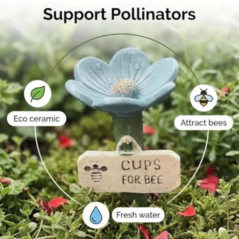 Colourful Resin Bee Watering Station Outdoor Garden Butterfly Water Feeder Bath Red,Yellow and pink