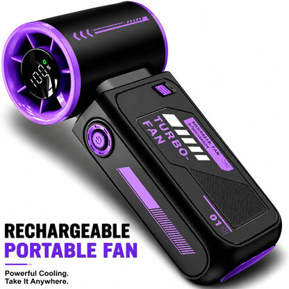 Turbo Fan Portable Cooling Handheld USB Rechargeable 3600 mAh Adjustable Airflow