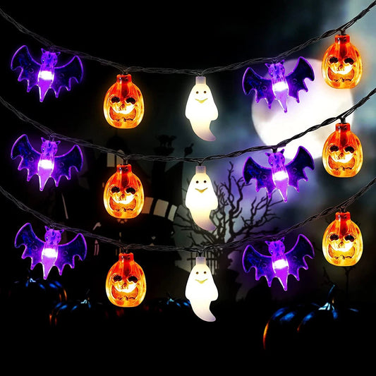 Halloween Pumpkin Ghost LED Colorful String Lights Indoor Outdoor Party Decor 3m 20 Lights - USB Plug-In