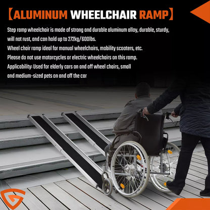 5ft (150cm) Folding Portable Wheelchair Ramp Mobility Scooter Home/Car Threshold