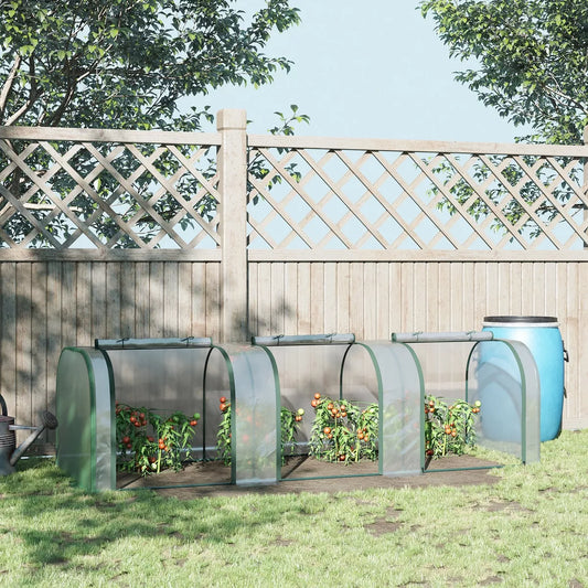 Tunnel Greenhouse Steel Frame for Garden w/ Zipper Doors